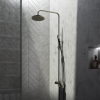 Hotbath Cobber X SDS9 ensemble de douche à effet pluie thermostatique avec douche de tête ronde 20 cm douchette barre nickel brossé SW440520