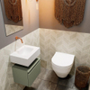 MONDIAZ ANDOR Toiletmeubel 40x30x30cm met 0 kraangaten 1 lades army mat Wastafel Lex midden Solid Surface Wit SW474057