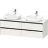 Duravit Ketho.2 Wastafelonderbouwkast - inclusief consoleplaat - met 4 laden - voor waskom rechts - 160x55x56.8cm - met handgrepen antraciet - hoogglans wit SW772025