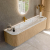 MONDIAZ KURVE-DLUX 170cm Meuble salle de bain avec module 25 G et D - couleur Oak - 1 tiroir - 2 portes - vasque BIG LARGE centre - 1 trou de robinet - couleur Glace SW1137964