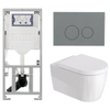 Duravit Me by Starck Ensemble WC – réservoir encastré avec mécanisme de chasse UP320 – abattant à fermeture ralentie (soft-close) – plaque de commande en plastique gris clair – boutons ronds – gris clair SW1574326