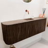 Mondiaz JOYA-DLUX 123.2cm toiletmeubel - ronding links en rechts kleur Walnut - Wastafel FAYE positie Midden Zonder kraangat kleur Arena. SW1424386