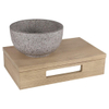 Differnz ensemble lave-mains - 40x21x10cm - Rectangulaire - 0 trous de robinet - vasque en terrazzo gris/grossier - Bois chêne clair SW794632