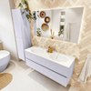 Mondiaz VICA Ensemble meuble de salle de bains - 130cm - cale - 2 tiroirs - Lavabo MOON - double sans trou de robinet - couleur talc - version XL 60cm de haut SW1189242