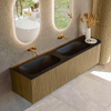 Mondiaz KURVE Ensemble de meubles de salle de bains - 175x46x40cm - 2 tiroirs - 1 porte - vasque solid surface - double / gauche - sans trou de robinet - Dusk SW1414863
