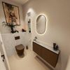 MONDIAZ TURE-DLUX Meuble toilette - 100cm - Rust - EDEN - vasque Opalo - position gauche - 1 trou de robinet SW1104562
