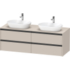 Duravit ketho meuble sous 2 lavabos avec plaque console et 4 tiroirs pour double lavabo 160x55x56.8cm avec poignées anthracite taupe mat SW771887
