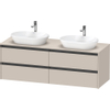 Duravit Ketho.2 Wastafelonderbouwkast - inclusief consoleplaat - met 4 laden - voor dubbele waskommen - 160x55x56.8cm - met handgrepen antraciet - taupe mat SW771887