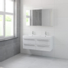 Bruynzeel Bando badmeubelset 120x45cm 2 kraangaten 2 wasbakken 4 lades met spiegelkast met softclose Composiet glans wit SW383357 Bruynzeel Bando badmeubelset 120x45cm 2 kraangaten 2 wasbakken 4 lades met spiegelkast met softclose Composiet glans wit SW383357