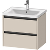 Duravit Ketho.2 Wastafelonderbouwkast - met 2 laden - 63.4x45.5x54.9cm - met grepen antraciet - taupe supermat SW772434