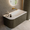 Mondiaz KURVE Ensemble meuble de salle de bains - 95x46x40cm - 1 tiroir - 1 porte - lavabo solid surface - à droite - sans trou de robinet - Shadow SW1414220