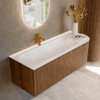 MONDIAZ KURVE-DLUX 125cm Meuble salle de bain avec module 25 D - couleur Walnut - 1 tiroir - 1 porte - vasque BIG MEDIUM gauche - 1 trou de robinet - couleur Ostra SW1137864