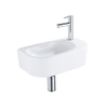 Fugaflow Efficiente Pietra Ensemble lave-mains - 40x21,5x12cm - droit - lisse - semi-circulaire - 1 trou de robinet - céramique - robinet de lavabo chrome - bonde - siphon abaissé - Blanc Brillant SW1442392