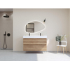 H&R Badmeubelen Infinity XXL 3D Badkamermeubelset - 120 cm - 1 keramische wasbak kube wit - 2 kraangaten - 2 lades - french oak SW863513