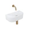 QeramiQ Fuente fonteinset – halfrond – 40x21.5x12 cm – keramiek wit mat – geborsteld gouden kraan – geribbeld SW1233111