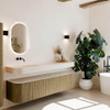MONDIAZ THOR-DLUX Meuble de salle de bains - 190cm - arrondi gauche + droite - couleur Dusk - 2 tiroirs et 2 portes - Vasque suspendue CLOUD Gauche sans trou de robinet - couleur Meli SW1466722