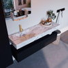 Mondiaz ALAN-DLUX Ensemble de meuble - 150cm - meuble Urban mat - 2 tiroirs - Lavabo Cloud Glace suspendu - vasque Gauche - 1 trou de robinet SW805752