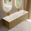 Mondiaz KURVE-DLUX Ensemble meuble de salle de bains - 150x46x40cm - 2 tiroirs - vasque solid surface - double - 2 trous de robinet - Dusk SW1415037