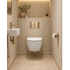 QeramiQ Dely Swirl Compact Ensemble WC - réservoir encastré QeramiQ flush - abattant fin - plaque de commande en métal laiton brossé (or) - boutons ronds - blanc brillant SW1590504