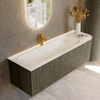Mondiaz KURVE-DLUX Ensemble meuble de salle de bains - 145x46x40cm - 1 tiroir - 1 porte - lavabo solid surface - gauche - 1 trou de robinet - Shadow SW1414479
