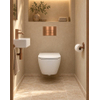 QeramiQ Dely Swirl Compact Ensemble WC - réservoir encastré QeramiQ flush - abattant fin - plaque de commande métallique cuivre - boutons rectangulaires - blanc brillant SW1590498