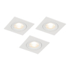 QAZQA Xena Spot encastrable - lot de 3 - 8x8cm - IP44 - Carré - Blanc SW1209713