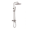 Fortifura Calvi Regendoucheset - thermostatisch - 25cm hoofddouche - gladde slang - staaf handdouche - draaibare baduitloop - Geborsteld Gunmetal PVD SW1592510
