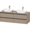 Duravit Ketho.2 Wastafelonderbouwkast - inclusief consoleplaat - met 4 laden - voor dubbele waskommen - 160x55x56.8cm - met handgrepen antraciet - linnen mat SW773049