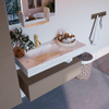 Mondiaz ALAN-DLUX Ensemble de meuble - 100cm - meuble Smoke mat - 1 tiroir - Lavabo Cloud Frappe suspendu - vasque Gauche - 1 trou de robinet SW804999