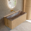 MONDIAZ KURVE-DLUX Meuble de salle de bains 100cm couleur Chêne avec 1 tiroir et 0 porte. Lavabo BIG MEDIUM Central sans trou de robinet Oza. SW1432645