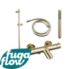 FugaFlow Eccelente Sobrado Mitigeur baignoire - avec barre curseur - douchette stick - flexible lisse - Laiton brossé PVD SW1123996