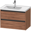 Duravit Ketho.2 Wastafelonderbouwkast - met 2 laden - voor waskom links - 78.4x45.5x54.9cm - met grepen antraciet - noten mat SW772069