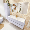 Mondiaz VICA Ensemble meuble de salle de bains - 140cm - cale - 2 tiroirs - Lavabo MOON - double 2 trous de robinet - couleur talc - version XL 60cm de hauteur SW1189244
