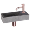 Differnz Ribble pack lave-mains – 38 x 18 x 8 cm – pierre naturelle noire – robinet courbé cuivre brossé SW705411