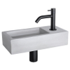 Differnz Ravo kit lave-mains - 38.5x18.5x9cm - Rectangulaire - 1 trou de robinet - Robinet courbé noir mat - béton gris clair SW705507