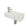 Wiesbaden mini-rhea ensemble de lave-mains links 36x18x9cm aspect marbre carrara blanc avec robinet de lave-mains amador acier brossé SW794549