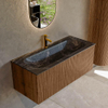 MONDIAZ KURVE-DLUX 110cm Meuble salle de bain - couleur Walnut - 1 tiroir - vasque BIG MEDIUM centre - 1 trou de robinet - couleur Lava SW1137275