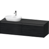 Duravit Ketho.2 Wastafelonderbouwkast - inclusief consoleplaat - met 2 laden - voor waskom links - 160x55x45.9cm - met handgrepen antraciet - eiken zwart mat SW772291