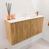 Mondiaz JOYA 80cm toiletmeubel - kleur Oak - Wastafel FAYE positie Rechts 1 kraangat kleur Talc. SW1421109