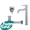 FugaFlow Eccelente Sobrado Kit mitigeur lavabo - robinet rehaussé - bonde non-obturable - siphon design bas - Chrome brillant SW1124174