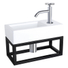 Differnz Ravo pack lave-mains – 38,5 x 18,5 x 25 cm – céramique blanc brillant – robinet courbé chromé à croisillon – avec cadre noir SW373179