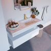 Mondiaz ALAN-DLUX Ensemble de meuble - 110cm - meuble Talc mat - 1 tiroir - Lavabo Cloud Opalo suspendu - vasque Droite - 1 trou de robinet SW806371