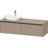 Duravit Ketho.2 Wastafelonderbouwkast - inclusief consoleplaat - met 2 laden - voor waskom rechts - 160x55x45.9cm - met handgrepen antraciet - linnen mat SW773153