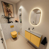 MONDIAZ TURE-DLUX meuble WC 80 cm Ocher. EDEN lavabo Opalo position milieu. Sans trou de robinet. SW1104399