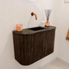 Mondiaz JOYA-DLUX 63.2cm toiletmeubel - ronding links en rechts kleur Walnut - Wastafel FAYE positie Midden Zonder kraangat kleur Lava. SW1426206