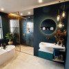 MONDIAZ RIVA Ensemble de meuble salle de bain - 100x50x30cm - 1 tiroir - MDF Smag mat - push to open - 0 trous de robinet - lavabo à gauche - solid surface talc SW702282