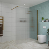 FugaFlow Eccelente Vetro inloopdouche badkamer - 160x200cm - ribbelglas - wandarm - geborsteld koper SW1124797