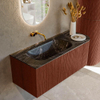 Mondiaz KURVE-DLUX Ensemble de meuble de salle de bains - 115x46x40cm - 1 tiroir - 1 porte - lavabo solid surface - gauche - sans trou de robinet - Ruby SW1416130