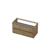 Ink meuble sous lavabo 100x52x45cm 2 tiroirs sans poignée alu bandeau réversible décor bois SB1107133 Ink meuble sous lavabo 100x52x45cm 2 tiroirs sans poignée alu bandeau réversible décor bois SB1107133