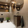 MONDIAZ TURE Fonteinset - 40x23x50cm - 0 kraangaten - 1 deur - dark brown mat - Wasbak midden - Solid Surface Zwart SW475517